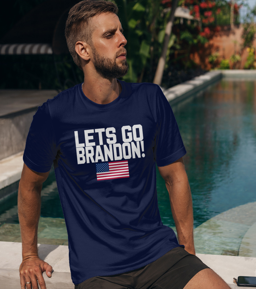 Lets Go Brandon Marine Veteran American Flag T-Shirt
