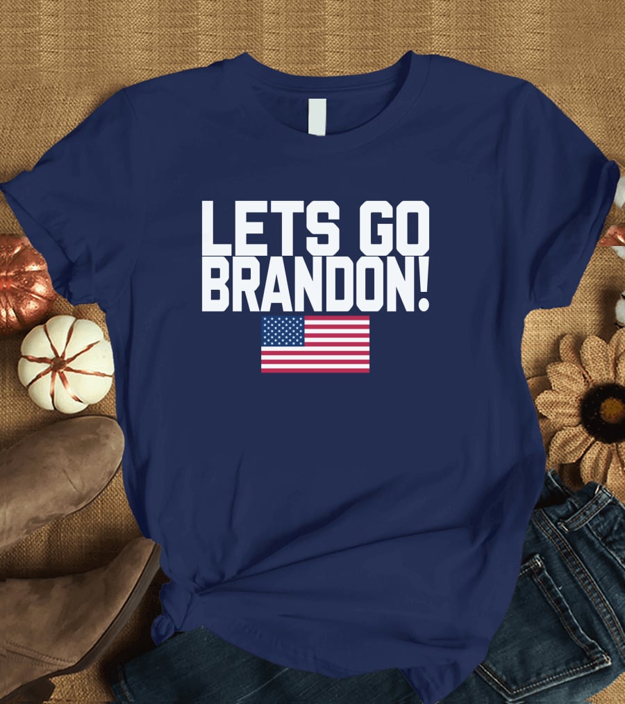 Lets Go Brandon Marine Veteran American Flag T-Shirt