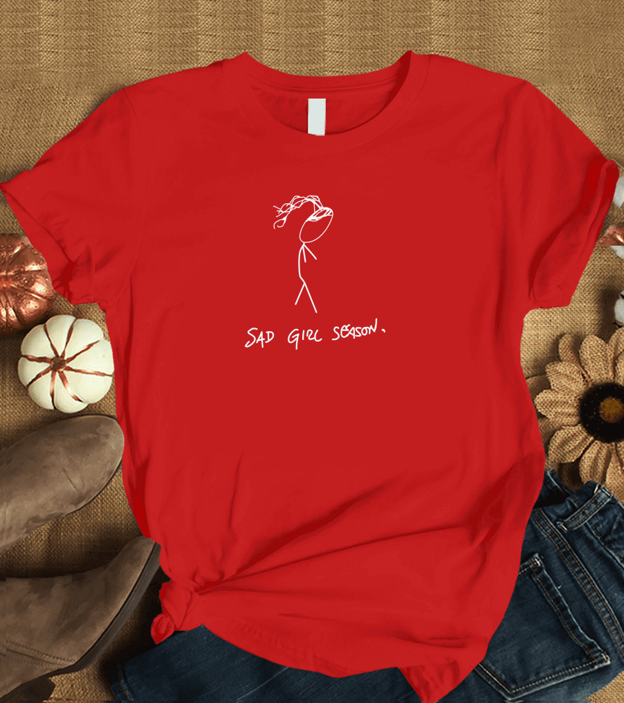 Sad Girl Season Stick Figure Drawing T-Shirt