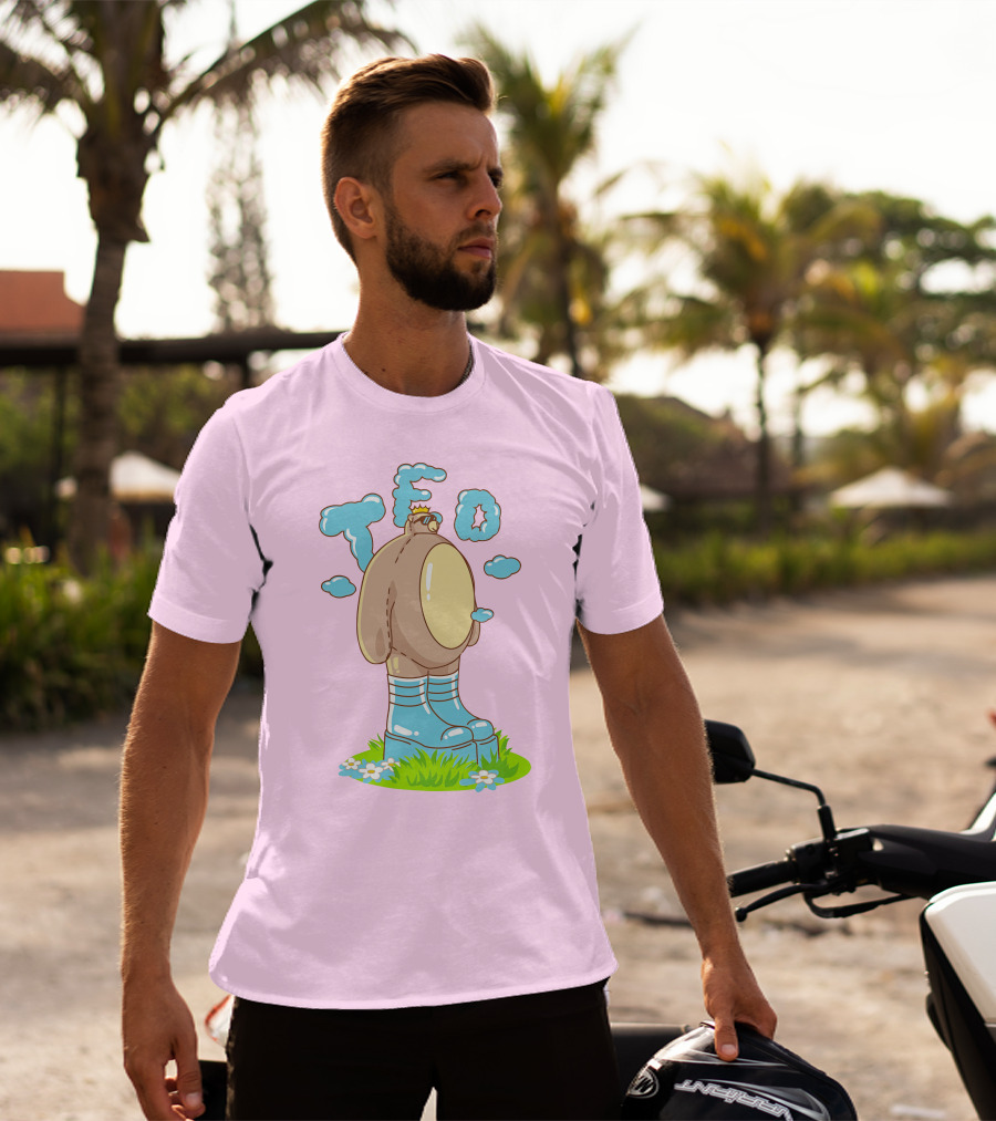 Eret Merch Ted Character With Crown And Boots Standing On Grass T-Shirt