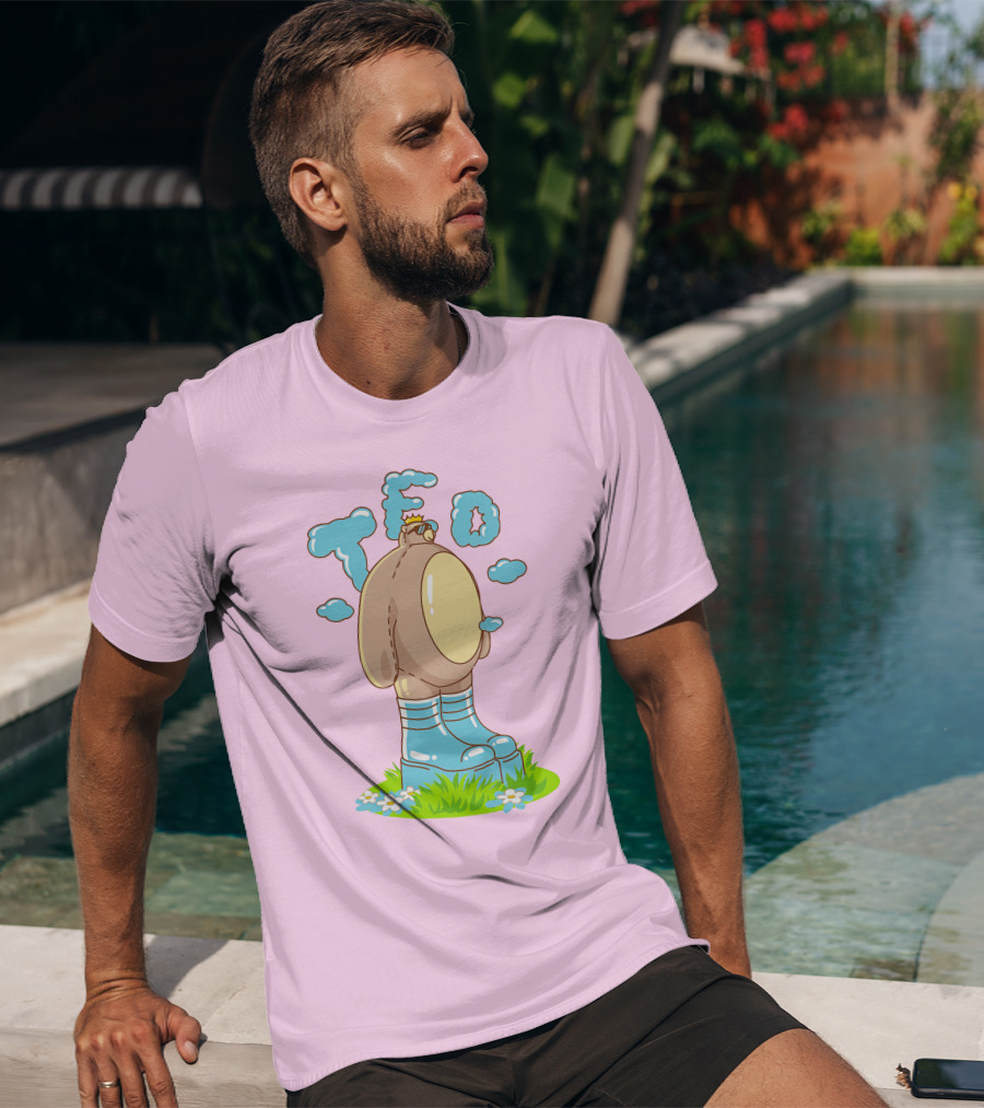 Eret Merch Ted Character With Crown And Boots Standing On Grass T-Shirt