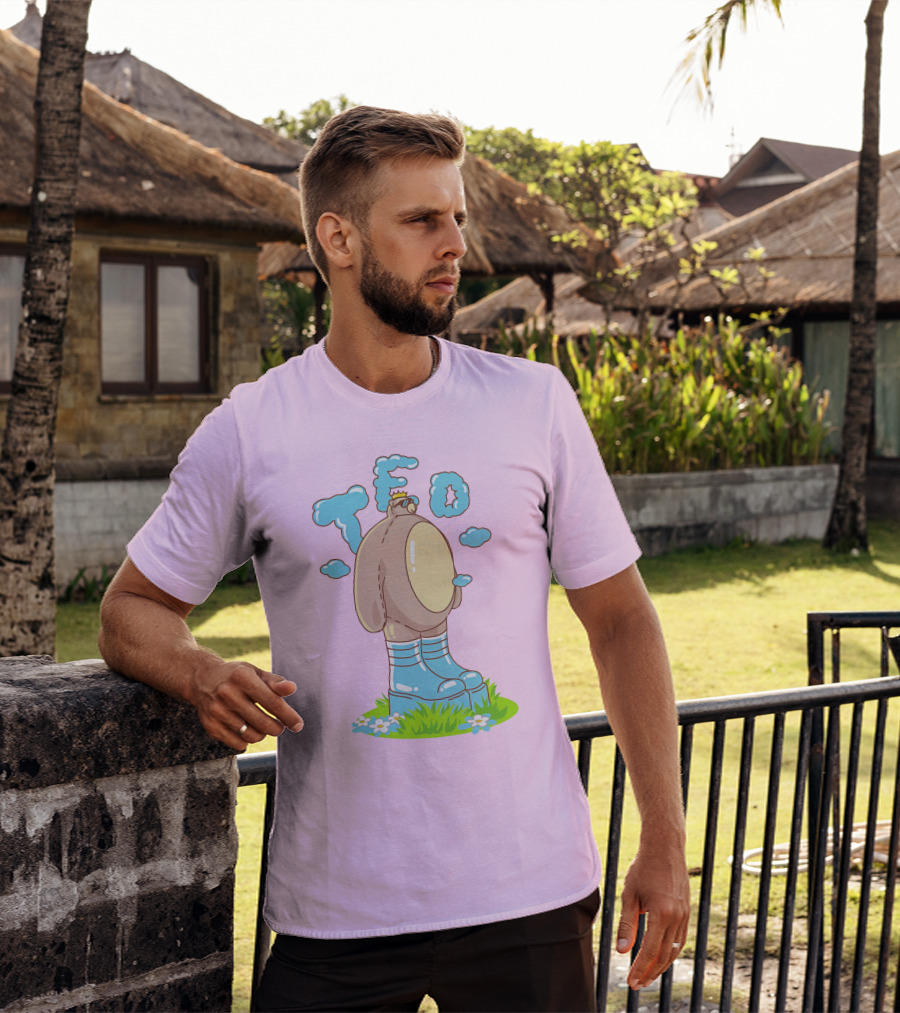 Eret Merch Ted Character With Crown And Boots Standing On Grass T-Shirt