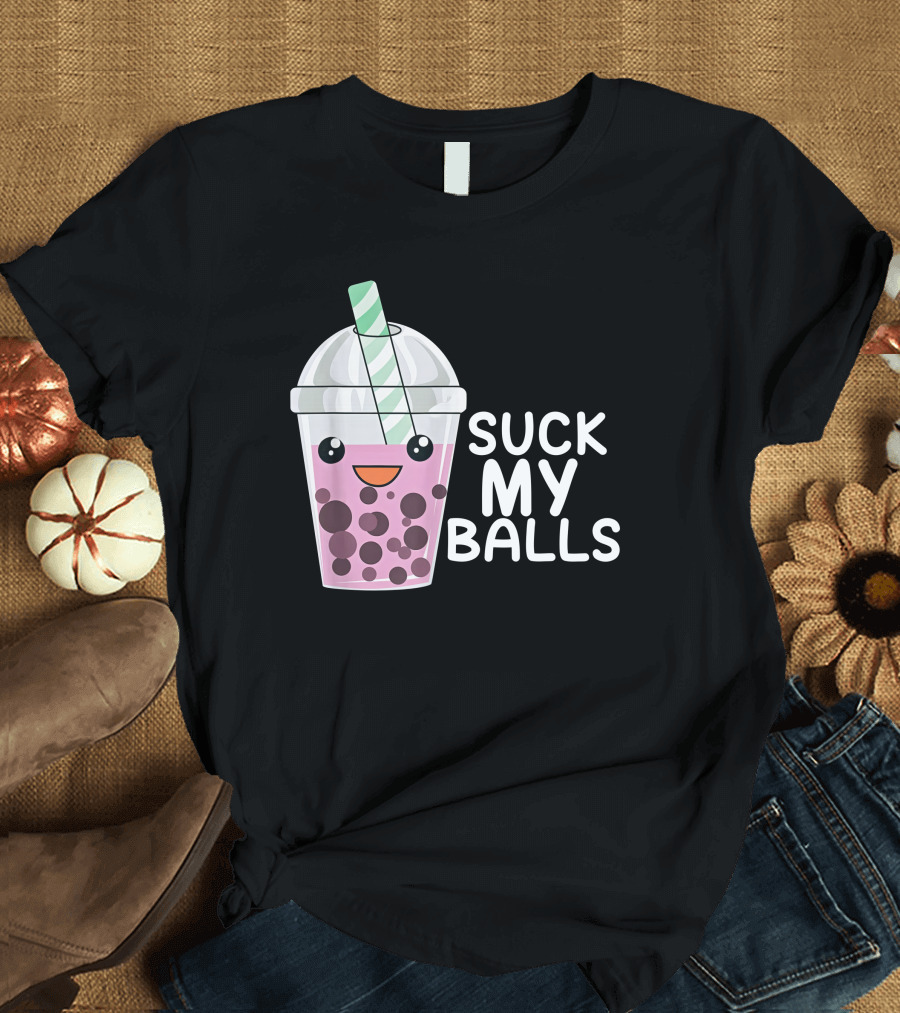 Suck My Balls Boba Tea Cute Cartoon T-Shirt