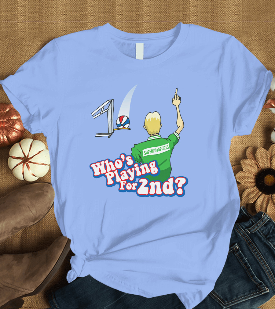 Super70s Sports Store S7s Who's Playing For 2nd Volleyball Player Number One T-Shirt