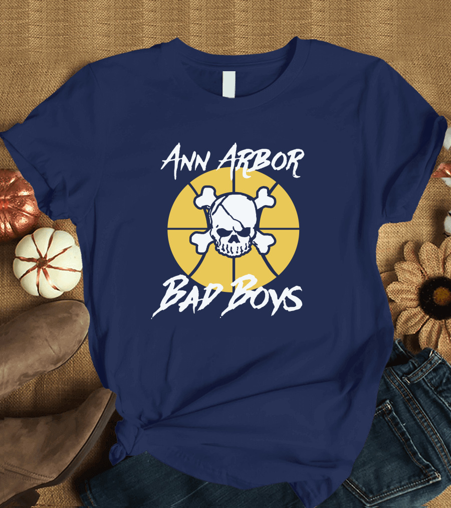 Ann Arbor Bad Boys Skull Basketball Juwan Howard Blue By Ninety Shop T-Shirt