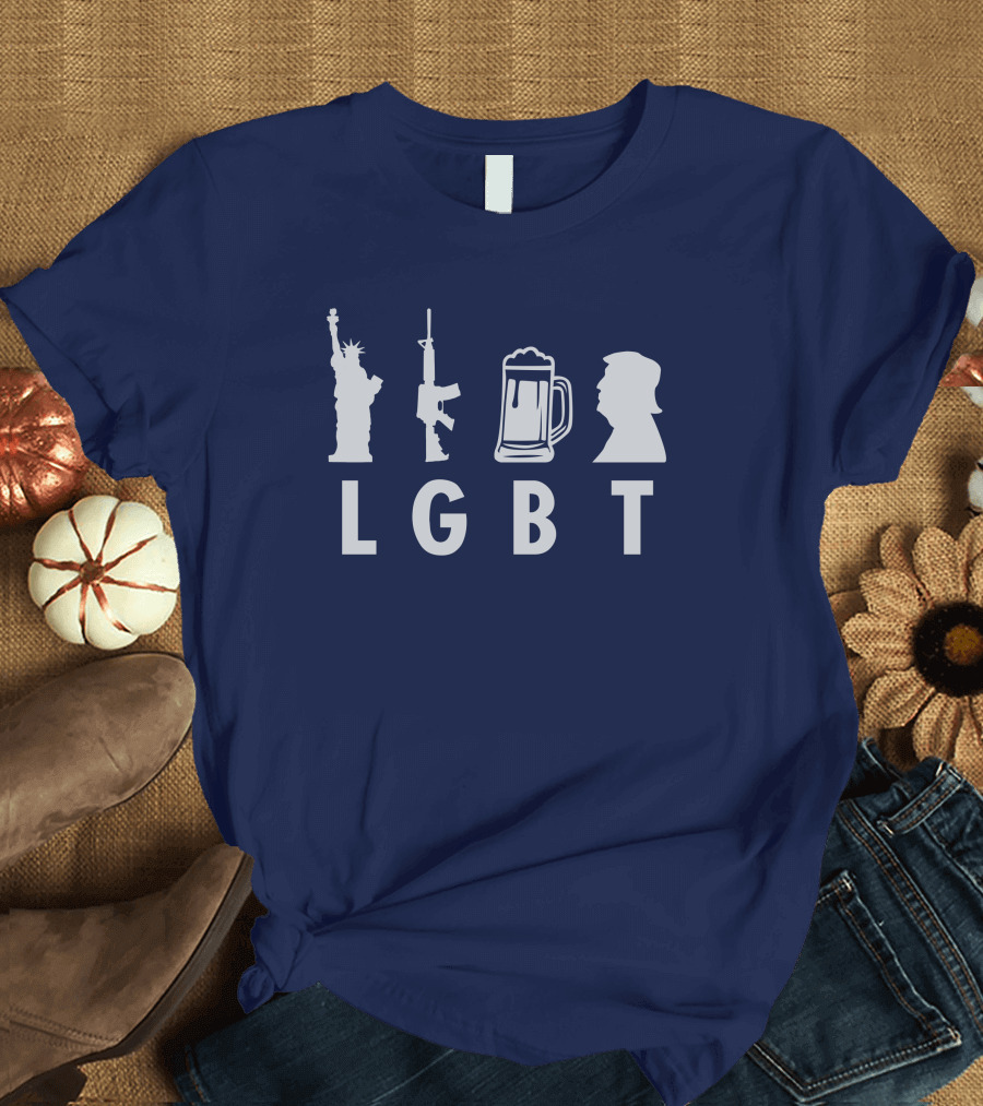 LGBT Liberty Guns Beer Trump 53Pamela H Iconic Symbols T-Shirt