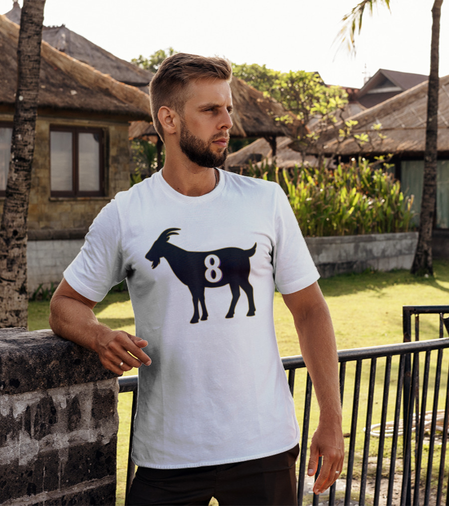 GOAT 8 Baltimore Football Maryland Raven Nation Black Goat Silhouette With Number 8 T-Shirt
