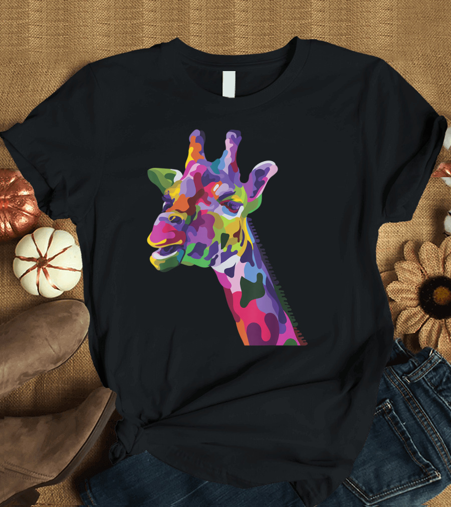 Giraffe Support Colorful Psychedelic T-Shirt