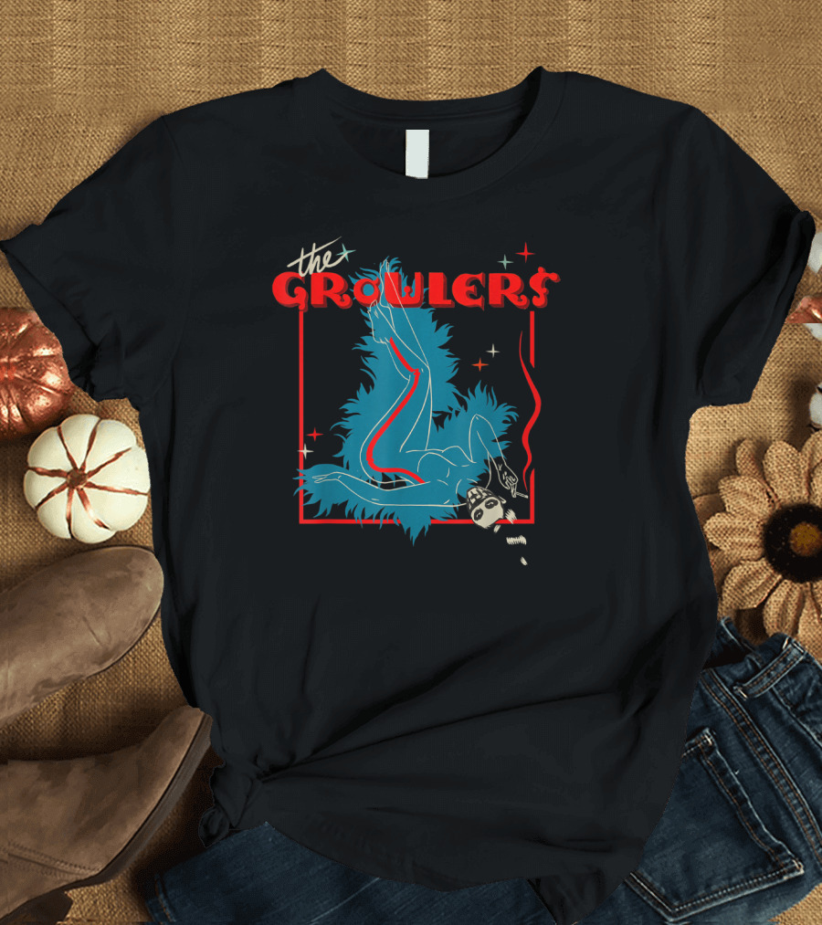 The Growlers Vintage Pop Music Art with Retro Figure and Star Accents T-Shirt