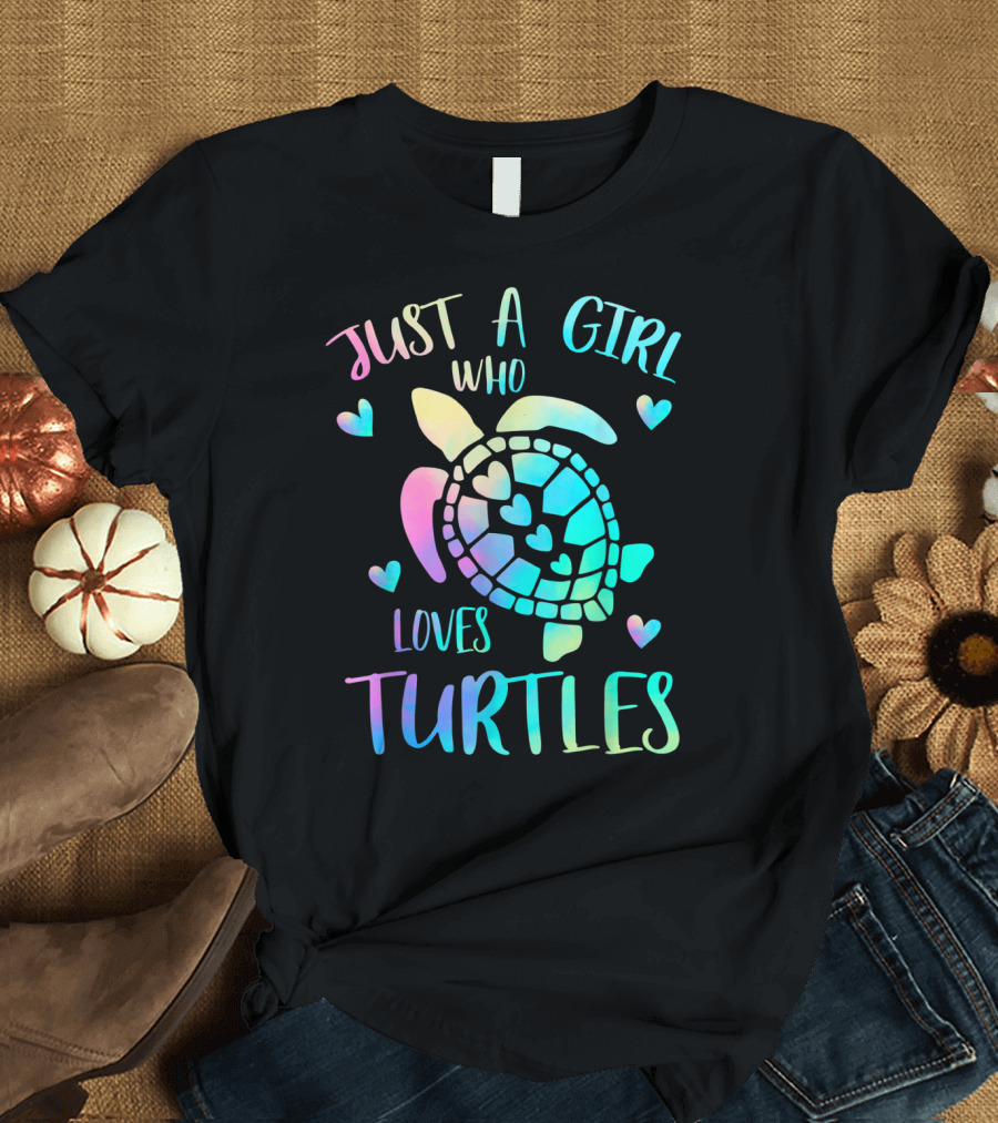 Just A Girl Who Loves Turtles Pastel Watercolor Turtle T-Shirt