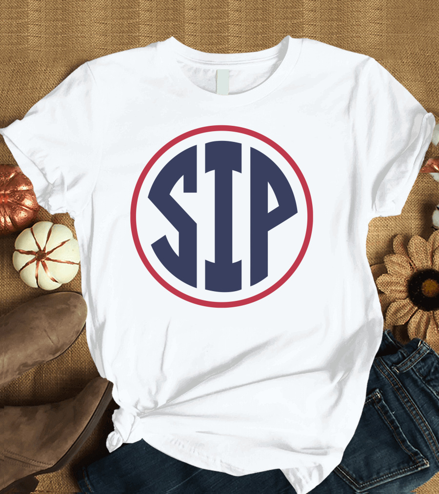 Ole Miss Circle SIP Blue Red T-Shirt