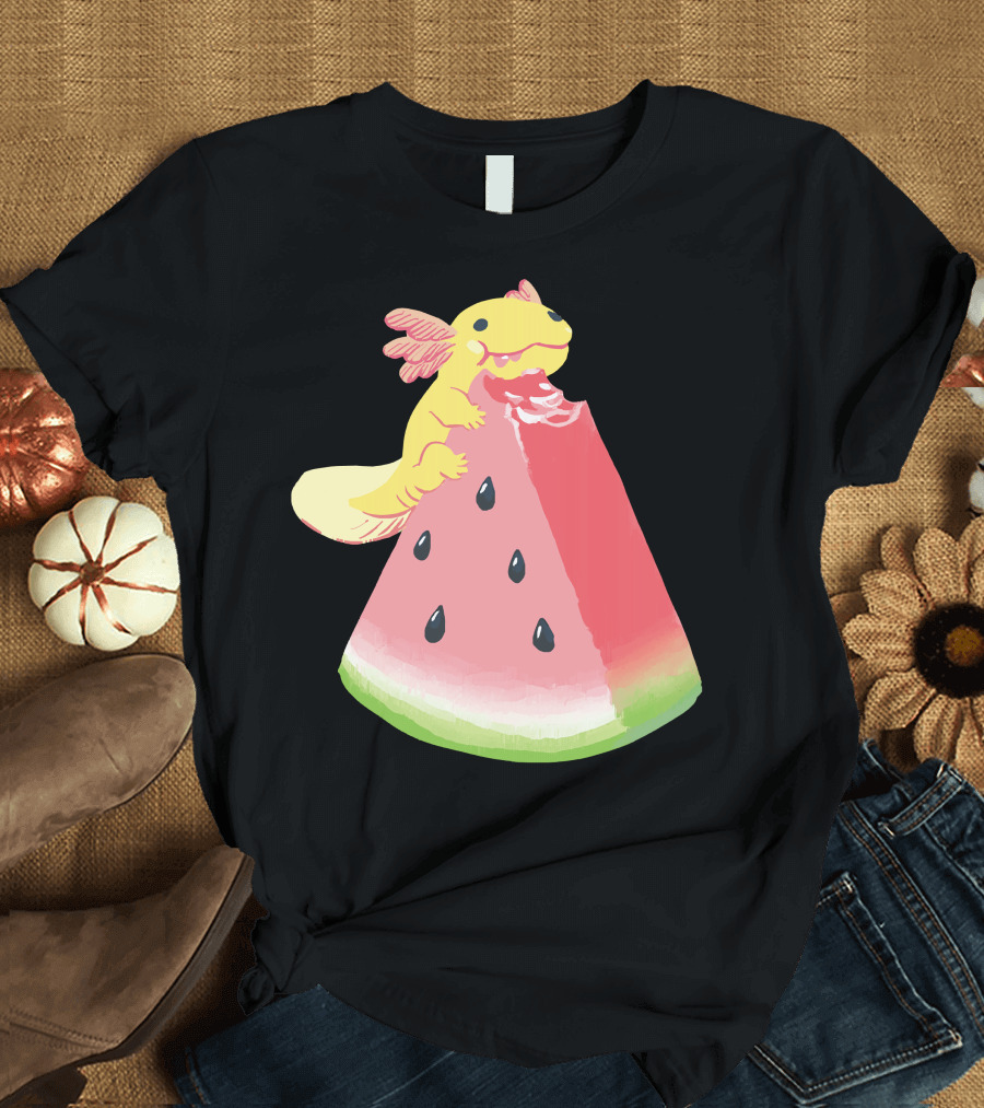 Axolotl Snaxy with Watermelon Slice Delight T-Shirt