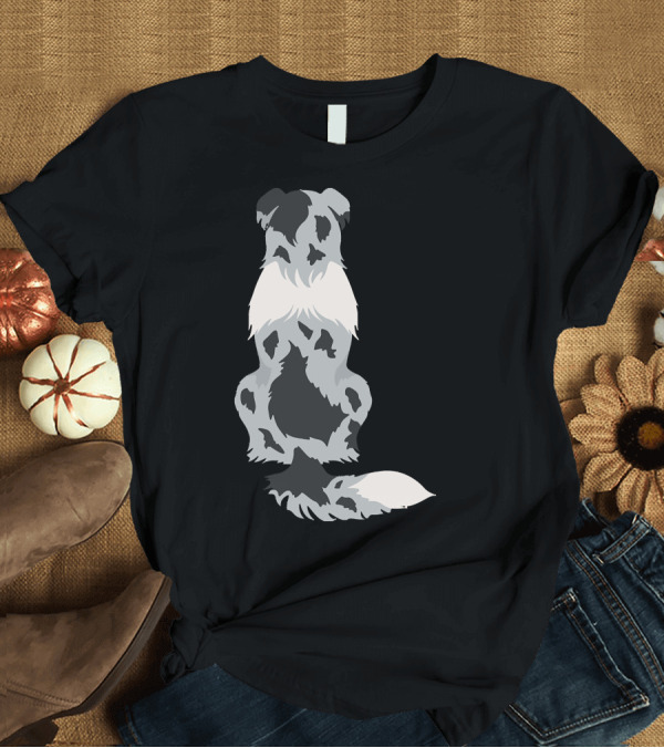 T-Shirt: Australian Shepherd Silhouette White Background T-Shirt Australian Shepherd Silhouette White Background T-Shirt