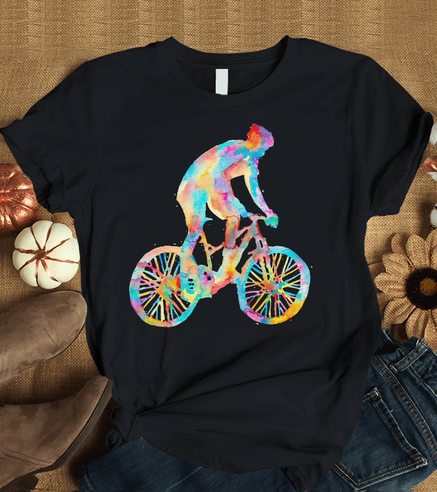 Mountain Biking Watercolor Bicycle T-Shirt