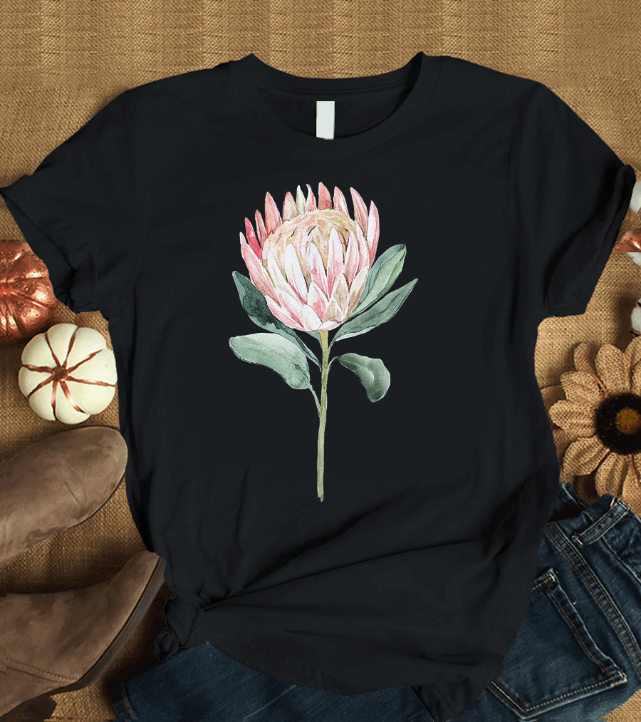 Blossom Flower Watercolor Garden Soft Pastel Protea T-Shirt