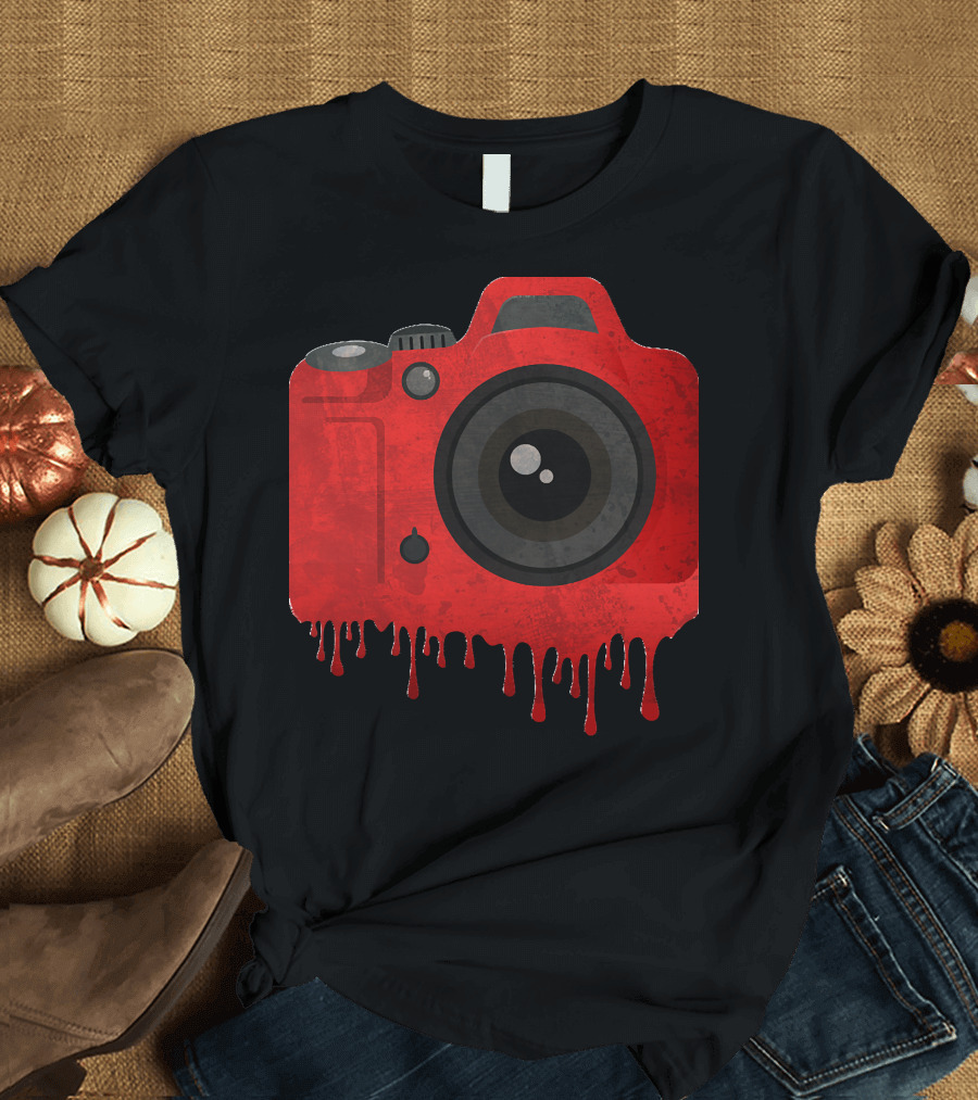 Melting Red Camera Illustration for Photography Enthusiasts T-Shirt