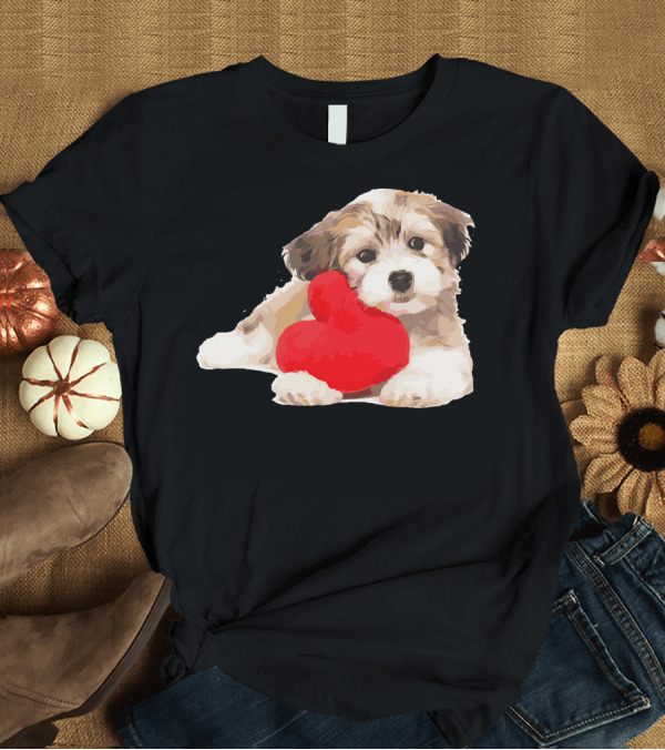 T-Shirt: Dog Is My Valentine Heart Puppy T-Shirt Dog Is My Valentine Heart Puppy T-Shirt