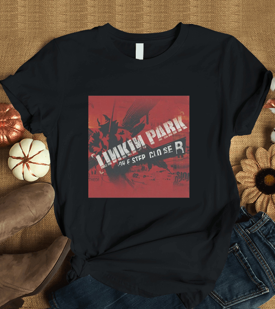 Linkin Park One Step Closer Single Red Grunge Background T-Shirt