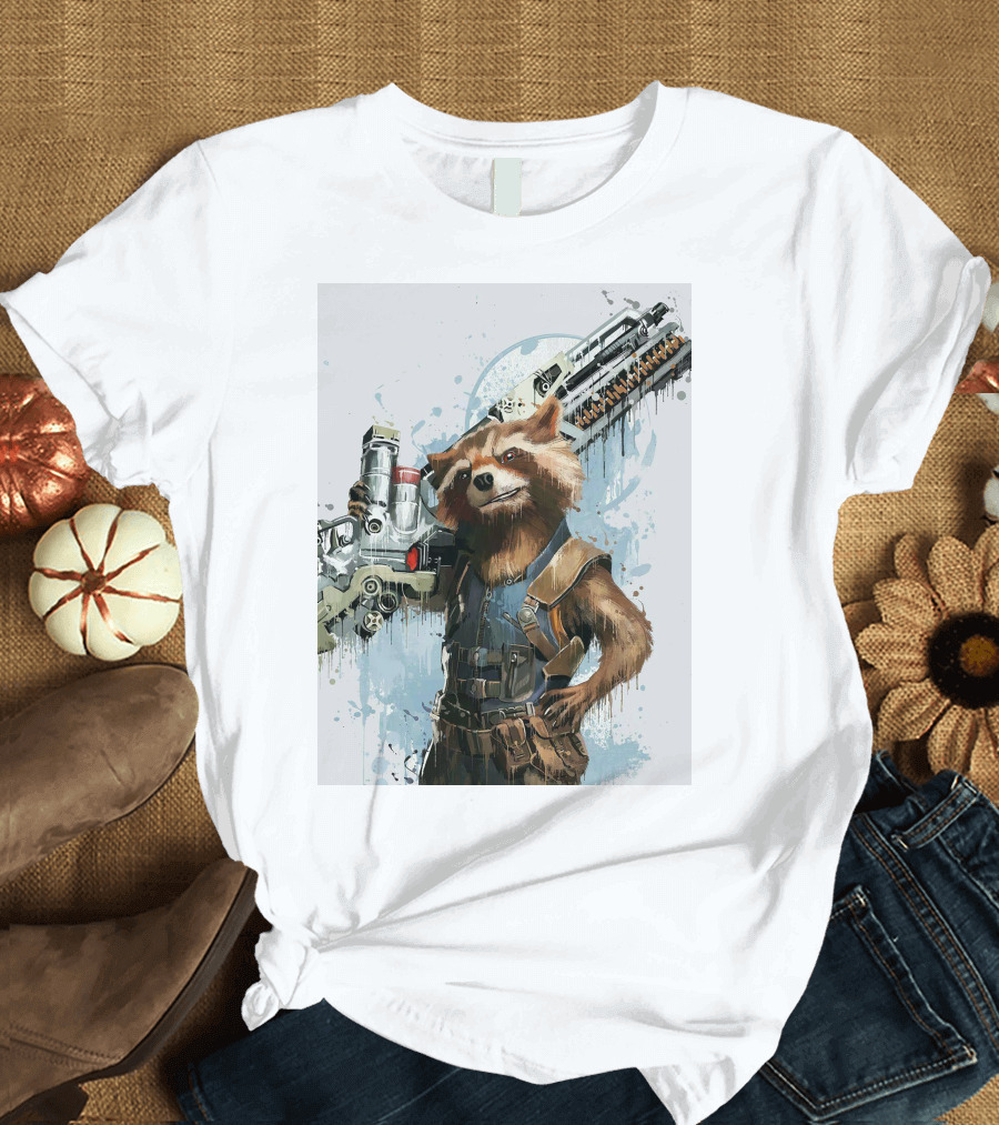 Rocket Raccoon Guardians of the Galaxy Gun T-Shirt