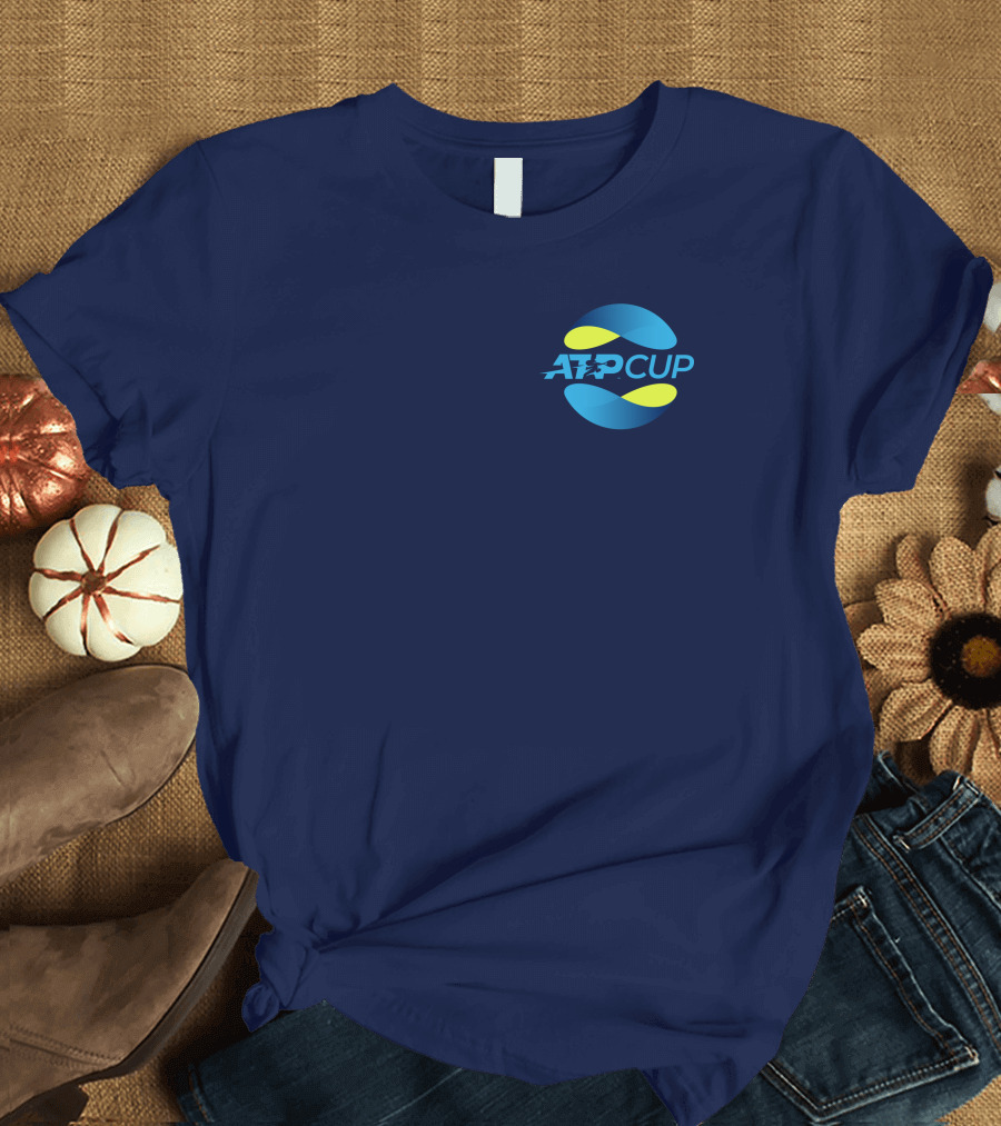 ATP Cup Merchandise Official Logo Blue Yellow T-Shirt