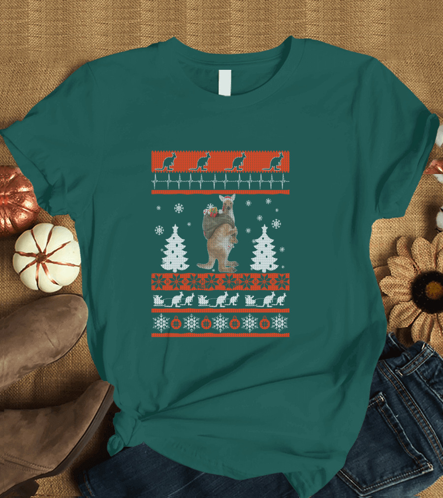 Cute Kangaroo Christmas Ugly Sweater Style Holiday Jumper T-Shirt