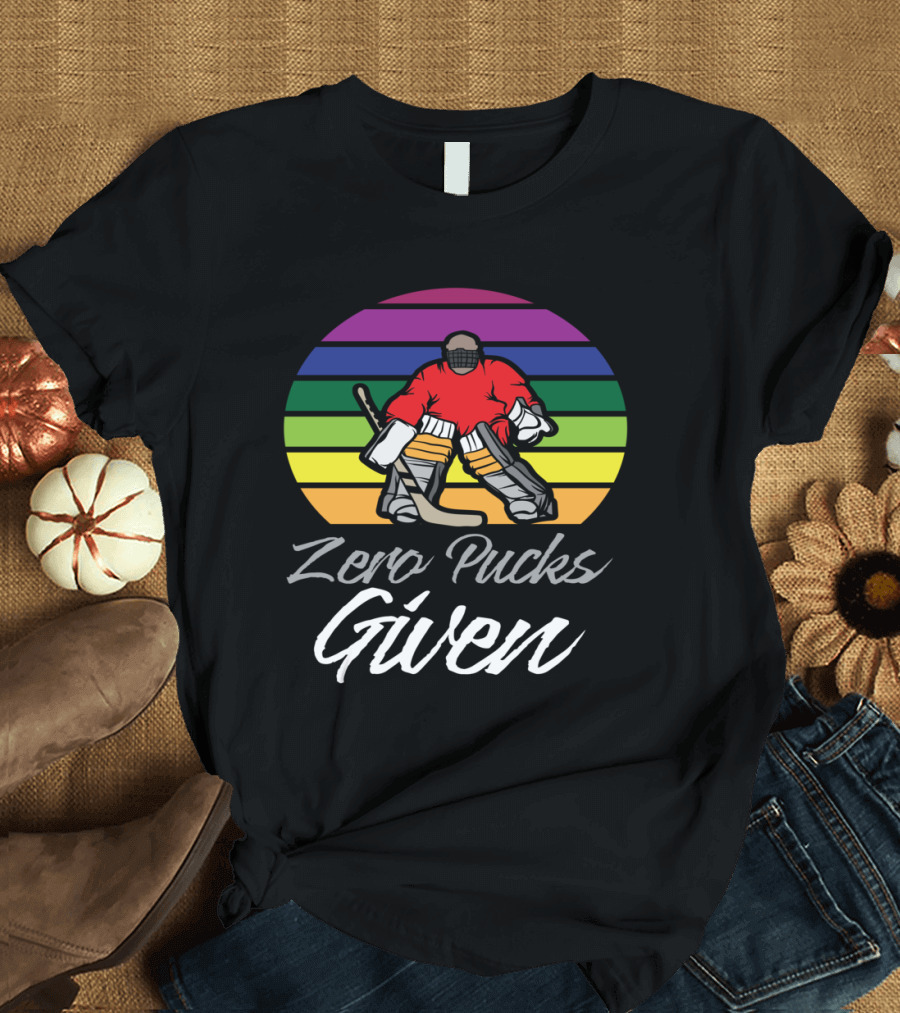 Zero Pucks Given Hockey Rainbow Goalie T-Shirt