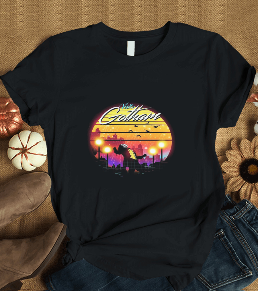 Visit Gotham Joker Am I Crazy or Is It Just Me Retro Cityscape T-Shirt