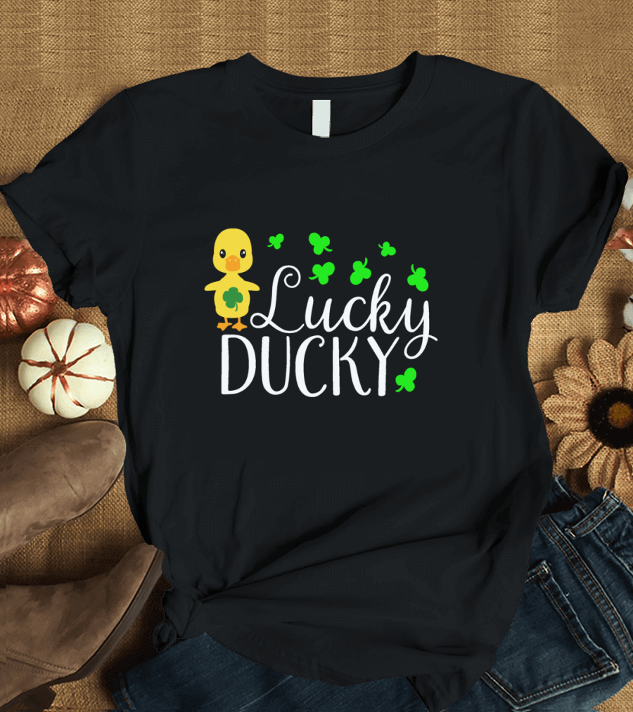Lucky Ducky Irish Bird with Shamrocks T-Shirt