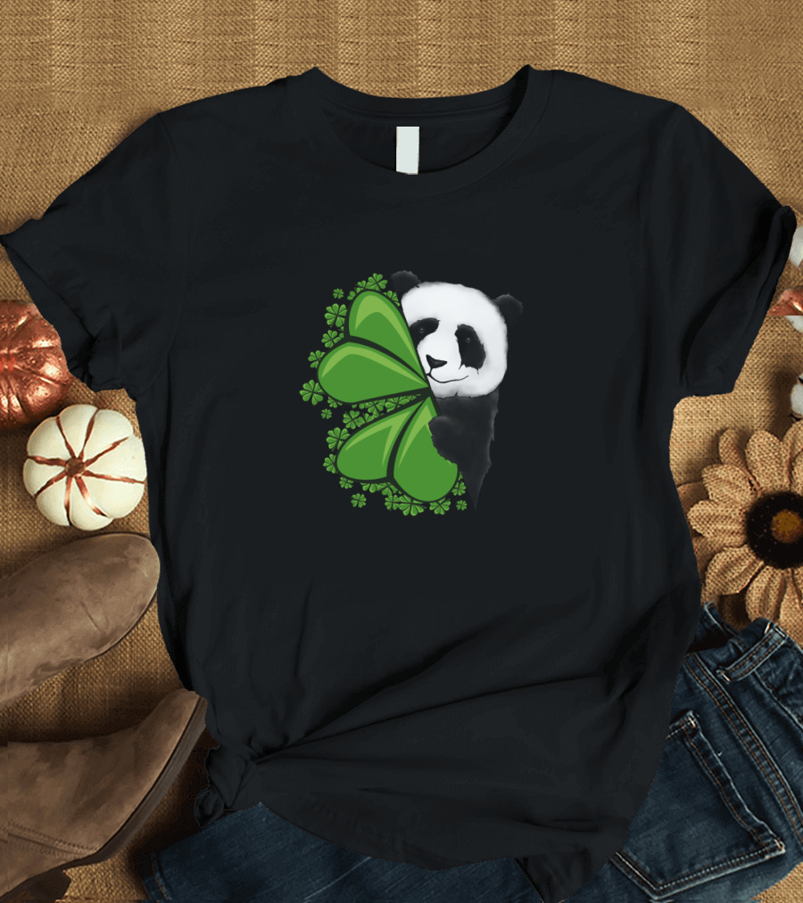 Lucky Clover Panda Shamrocks T-Shirt