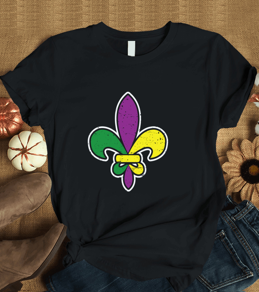 Mardi Gras Colored Fleur De Lis Iconic T-Shirt