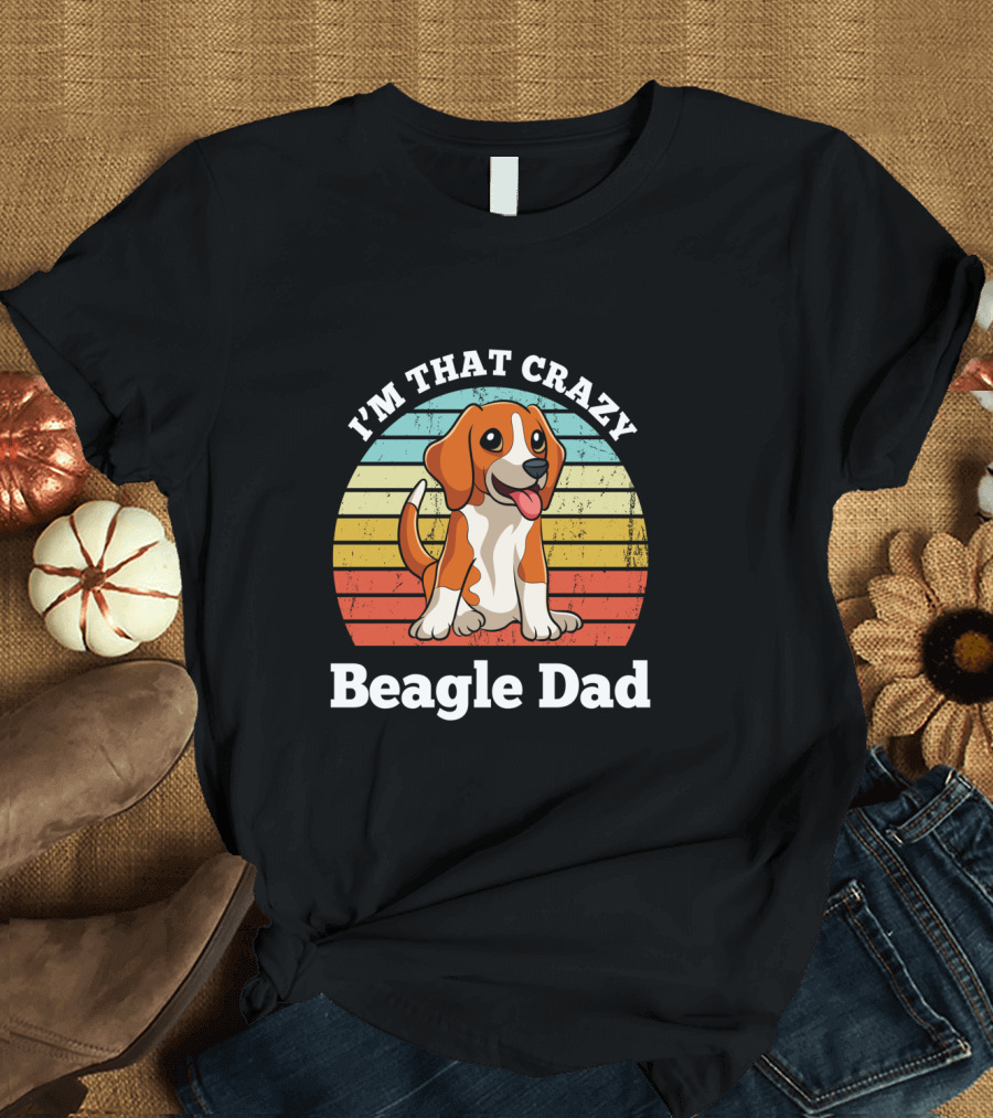 I'm That Crazy Beagle Dad Vintage Stripes T-Shirt