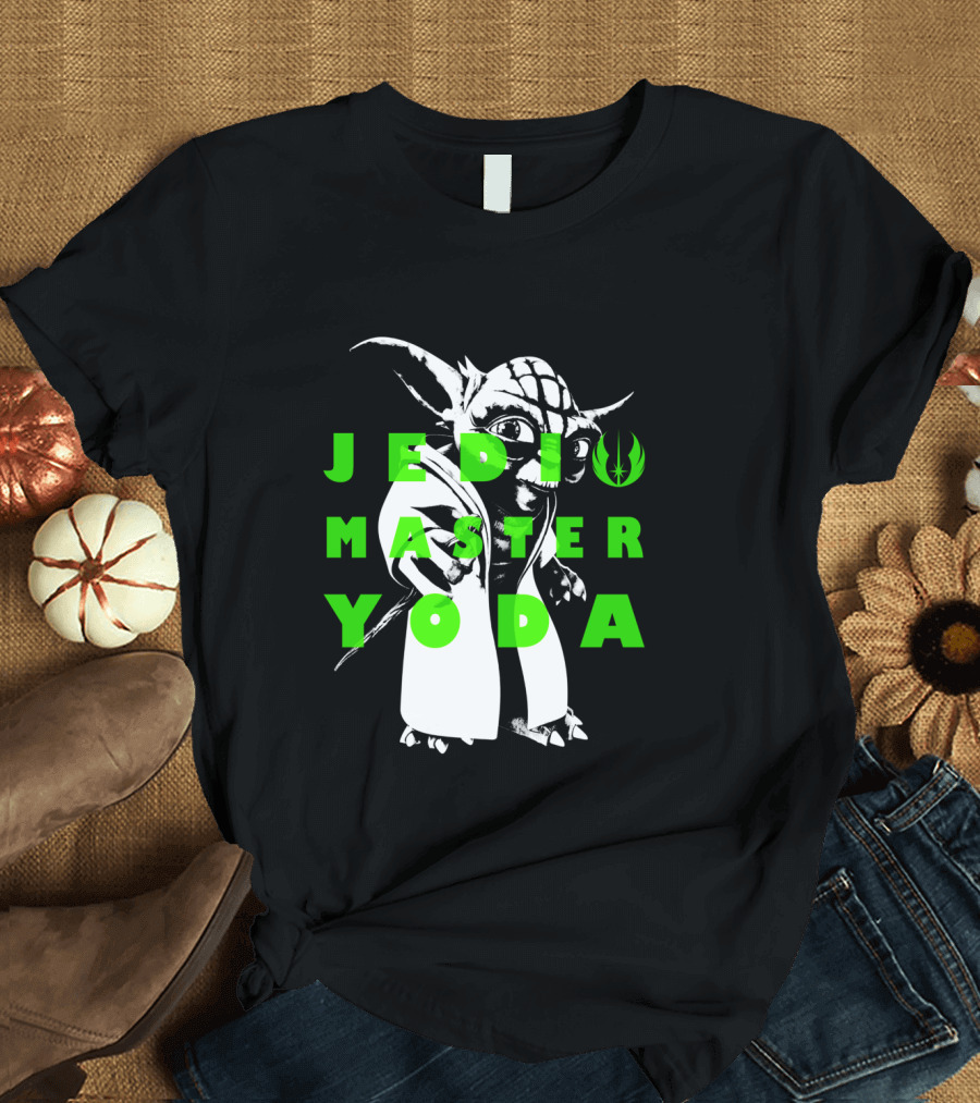 The Clone Wars Yoda Jedi Master Green Text Overlay T-Shirt