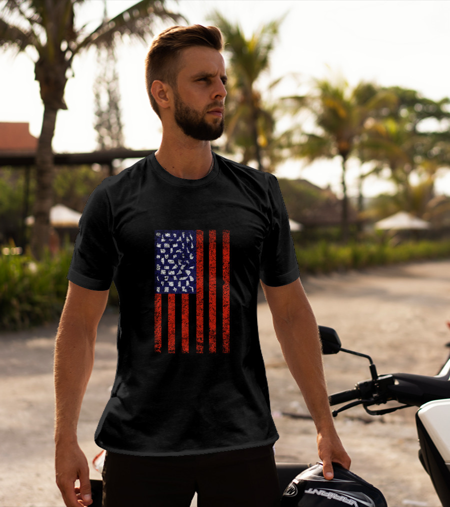 American Flag With USA States T-Shirt
