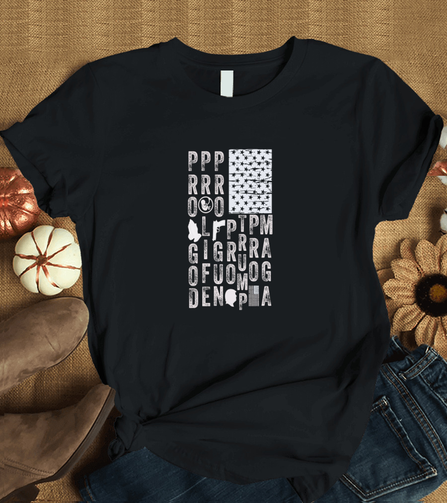 Pro God Pro Life Pro Gun Pro Trump American Flag Political T-Shirt