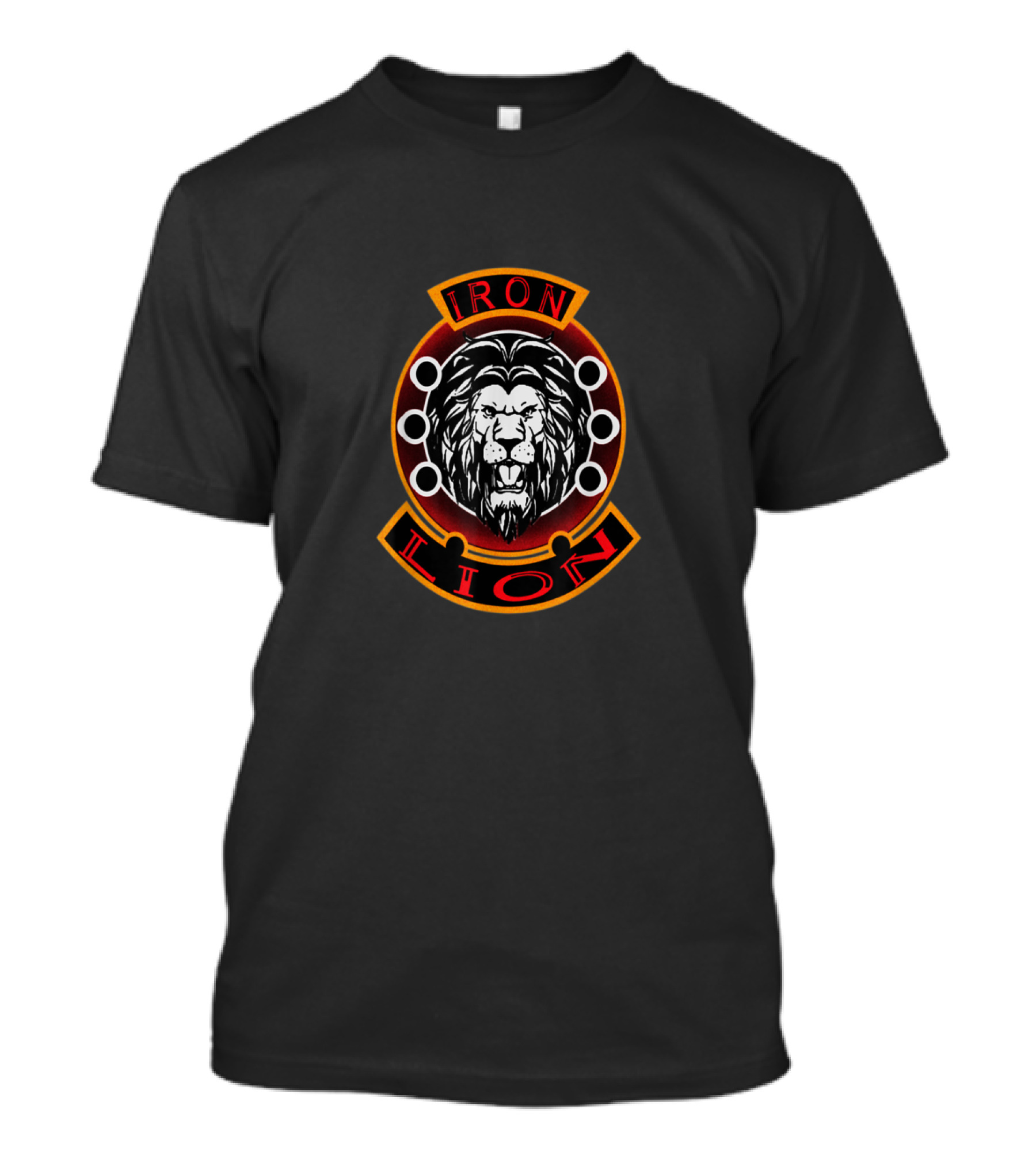 Iron Lion Emblem Featuring Bold Lion Head With Ringed Accents T-Shirt