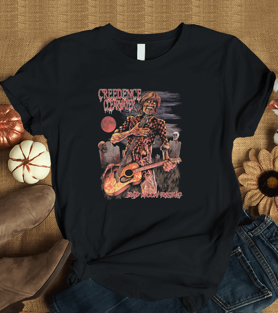 Creedence Clearwater Revival Bad Moon Rising Zombie Guitar Graveyard T-Shirt