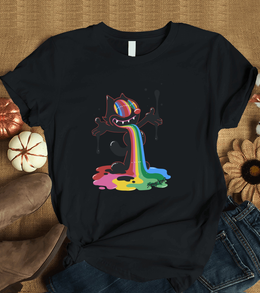 Felix The Cat Rainbow Splatter Art by Zed1 T-Shirt