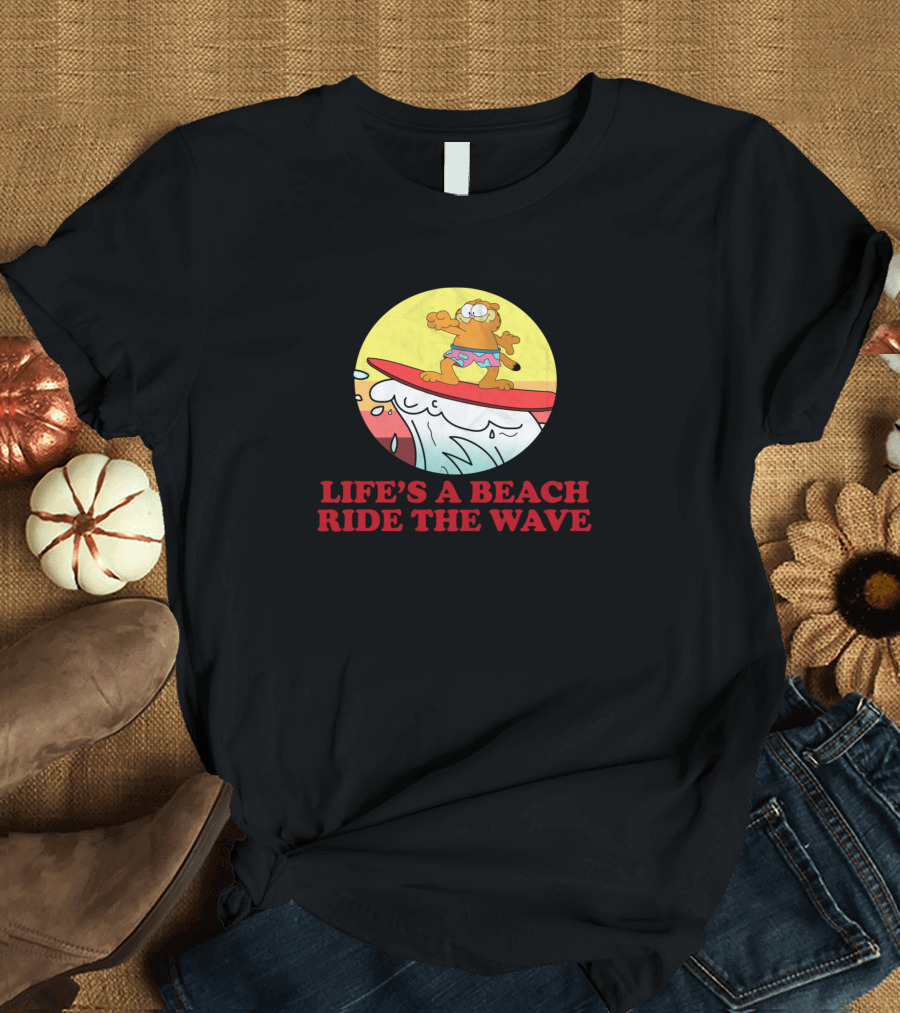 Garfield Surfing Adventure Life's a Beach Ride the Wave T-Shirt