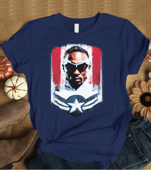 T-Shirt: Marvel Captain America Sam Wilson Falcon Soldier Iconic Shield T-Shirt Marvel Captain America Sam Wilson Falcon Soldier Iconic Shield T-Shirt