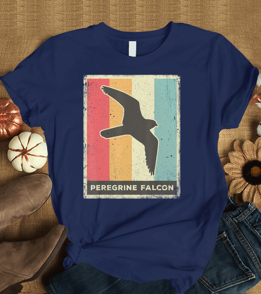 Peregrine Falcon Lover Vintage Animal Retro Stripes T-Shirt