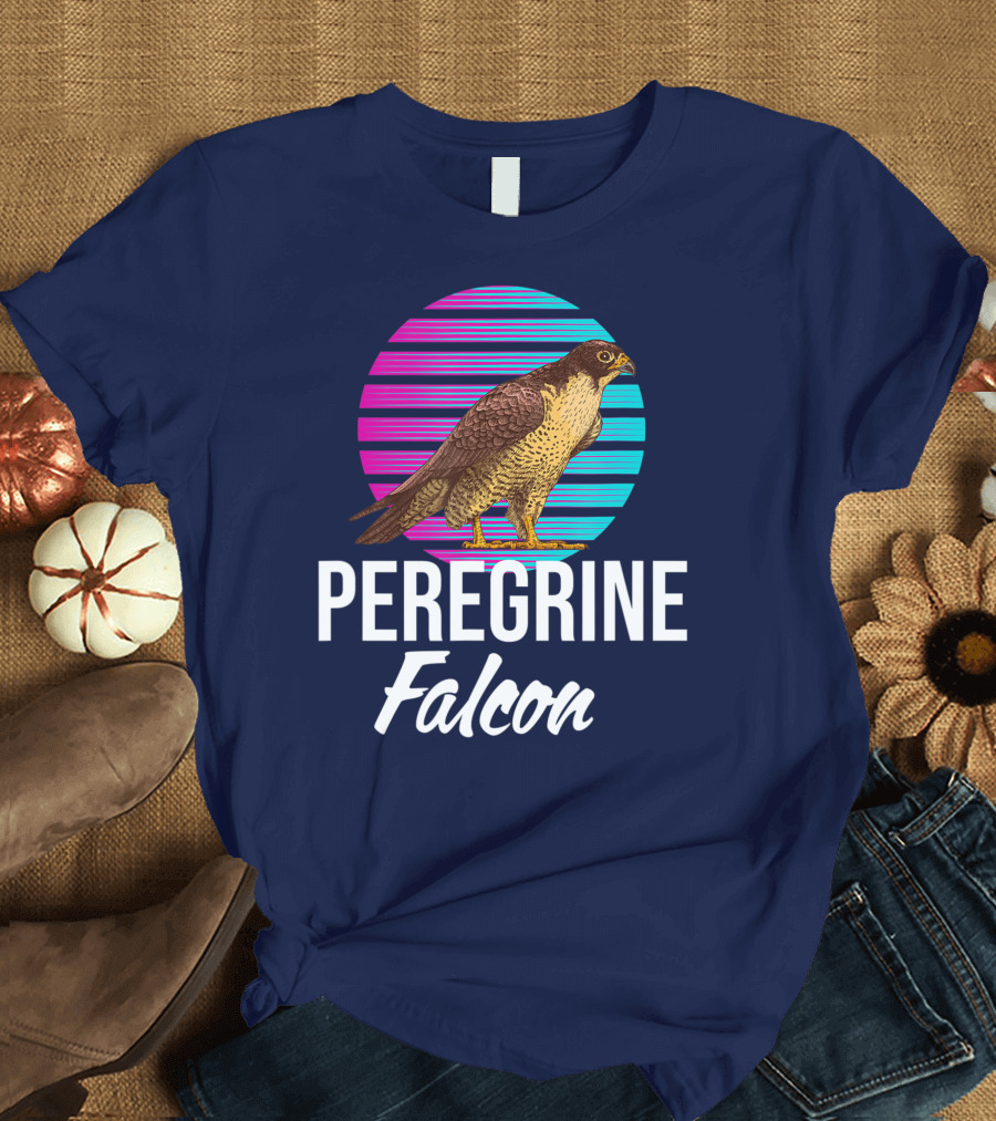 Peregrine Falcon Bird Retro Stripes Falcon Animal T-Shirt