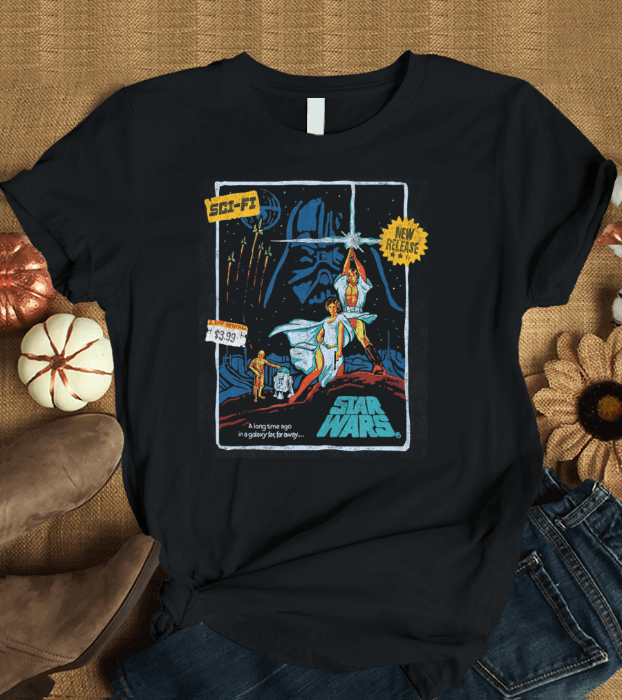 Star Wars Episode Four Luke Skywalker New Release $3.99 Vintage Sci-Fi VHS Cover T-Shirt