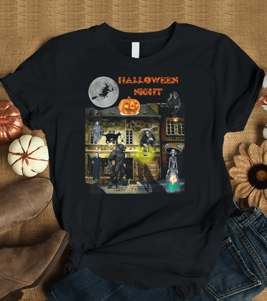 Halloween Night Haunted Classic Monsters House T-Shirt