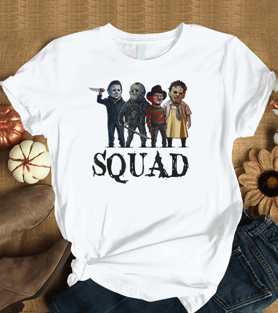 Halloween Horror Movies Fan Lover Squad Iconic Characters T-Shirt