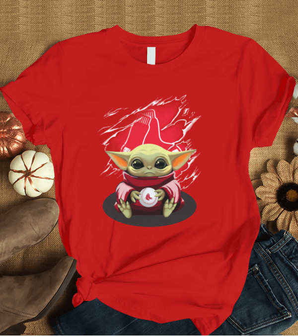 T-Shirt: Yoda Holding Baseball in Front of Boston Red Sox Socks T-Shirt Yoda Holding Baseball in Front of Boston Red Sox Socks T-Shirt