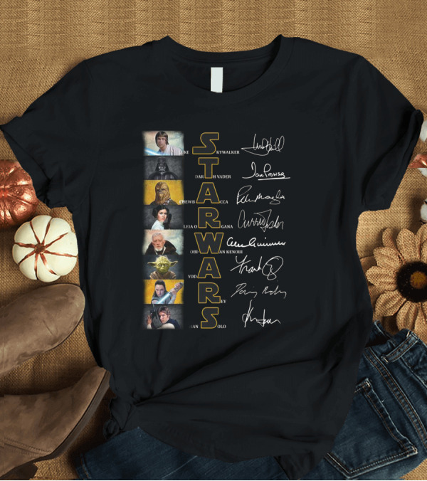 T-Shirt: Luke Kywalker Darth Vader Chewbacca Leia Organa Obi-Wan Kenobi Yoda Rey Han Solo Star Wars Signature T-Shirt Luke Kywalker Darth Vader Chewbacca Leia Organa Obi-Wan Kenobi Yoda Rey Han Solo Star Wars Signature T-Shirt