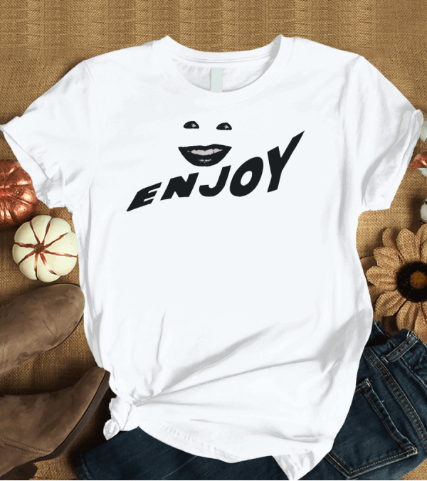 T-Shirt: Enjoy Smile Black and White Minimalism T-Shirt Enjoy Smile Black and White Minimalism T-Shirt