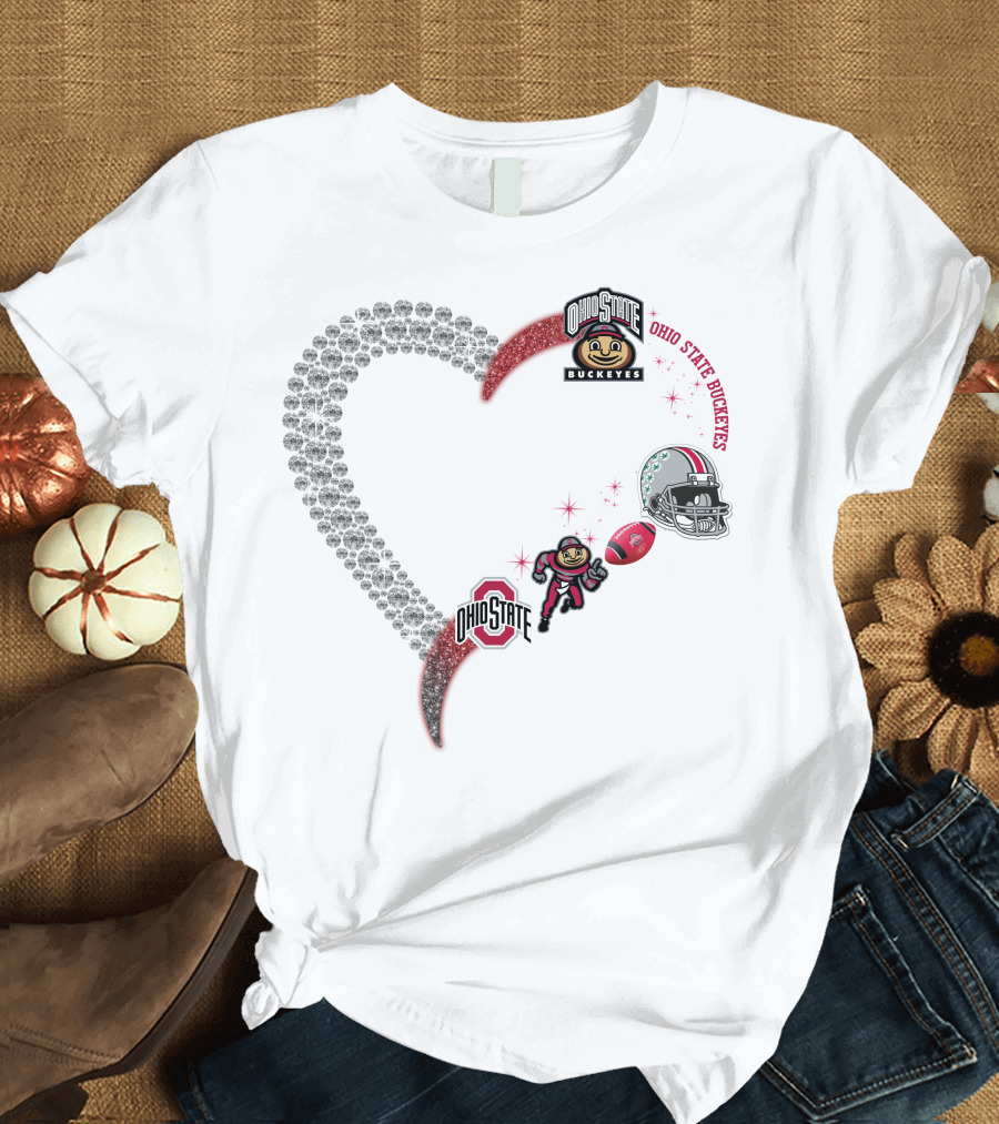 Ohio State Buckeyes Heart Brutus 1908 Football Helmet T-Shirt