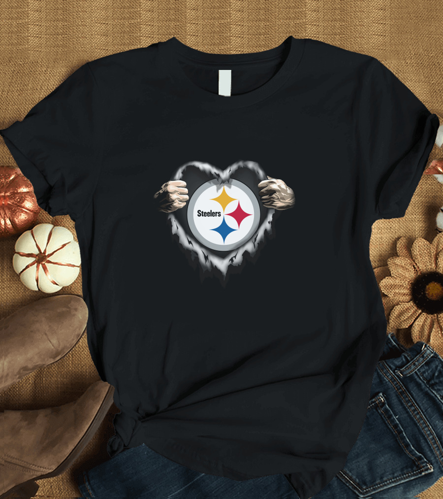 Pittsburgh Steelers Heart Ripped Open T-Shirt