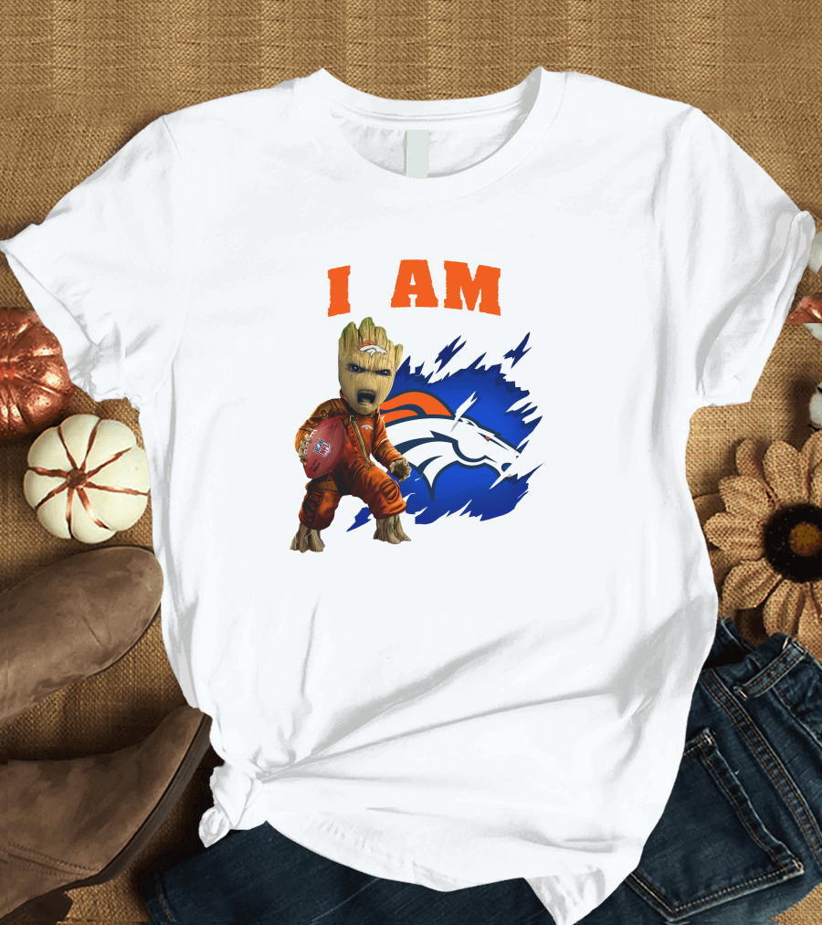 I Am Groot Denver Broncos Football Fan Character T-Shirt